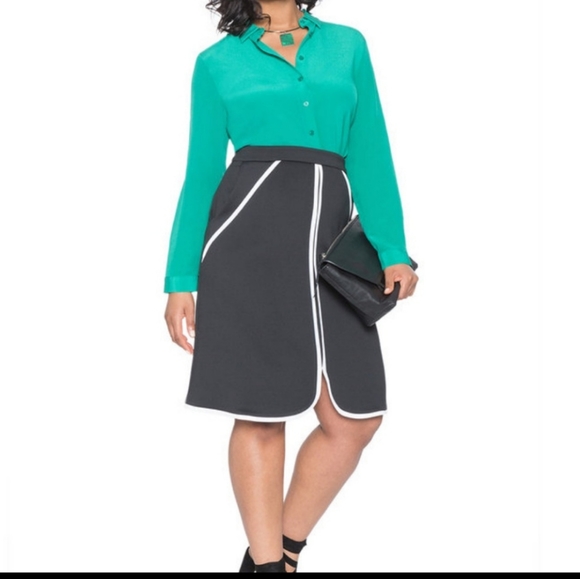 Eloquii Dresses & Skirts - Eloquii Black Skirt with White Piping Sz: 18